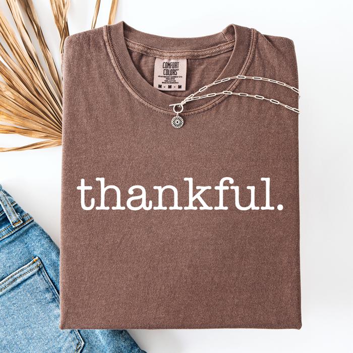 Thankful, Fall, Thanksgiving, Minimalist, Autumn, Thanksgiving, Comfort Colors Tee