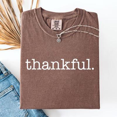 Thankful, Fall, Thanksgiving, Minimalist, Autumn, Thanksgiving, Comfort Colors Tee