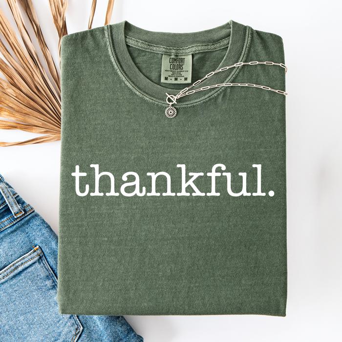 Thankful, Fall, Thanksgiving, Minimalist, Autumn, Thanksgiving, Comfort Colors Tee