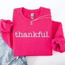XXXL Heliconia Bright Pink Thankful Minimalist Thanksgiving Autumn Fall Cozy Knit Cotton Premium Seasonal Warm Sweatshirt