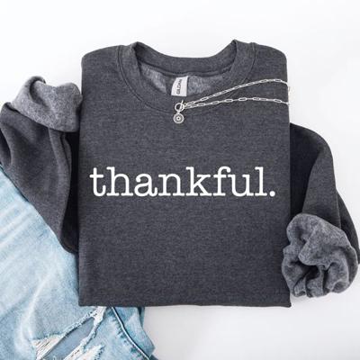 Thankful Minimalist Thanksgiving Autumn Fall Cozy Knit Cotton Premium Seasonal Warm Sweatshirt