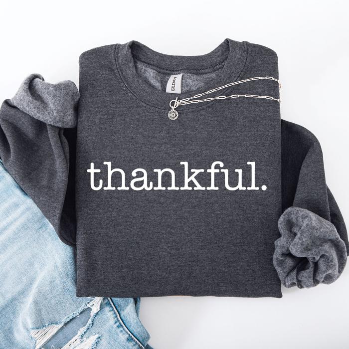 Thankful Minimalist Thanksgiving Autumn Fall Cozy Knit Cotton Premium Seasonal Warm Sweatshirt