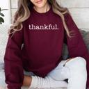 XXL Maroon Thankful Minimalist Thanksgiving Autumn Fall Cozy Knit Cotton Premium Seasonal Warm Sweatshirt