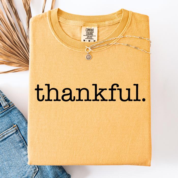 Thankful, Fall, Thanksgiving, Minimalist, Autumn, Thanksgiving, Comfort Colors Tee