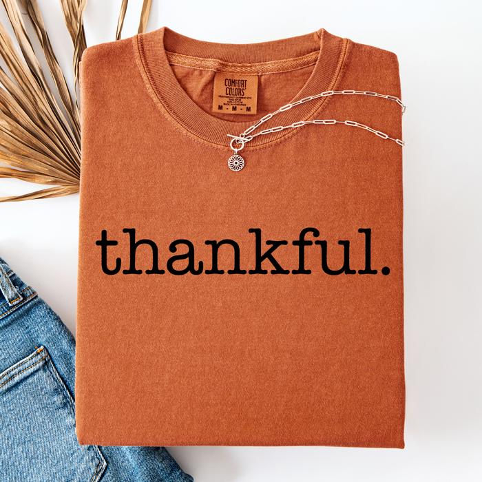 Thankful, Fall, Thanksgiving, Minimalist, Autumn, Thanksgiving, Comfort Colors Tee