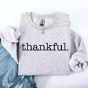 Large Ash Light Gray Thankful Minimalist Thanksgiving Autumn Fall Cozy Knit Cotton Premium Seasonal Warm Sweatshirt