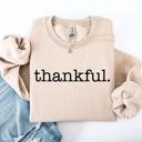 XXL Sand Thankful Minimalist Thanksgiving Autumn Fall Cozy Knit Cotton Premium Seasonal Warm Sweatshirt