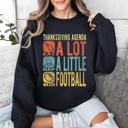 XXXL Black Thanksgiving Agenda Turkey Football Autumn Fall Themed Graphic Print Cozy Sweatshirt