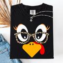 Medium Black Thanksgiving Teacher Turkey Leopard Print Watercolor Design Collection Comfort Colors Tee