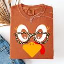 Small Yam Thanksgiving Teacher Turkey Leopard Print Watercolor Design Collection Comfort Colors Tee