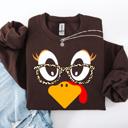  Thanksgiving Teacher Turkey Leopard Print Autumn Festive Cozy Classroom Style Sweatshirt