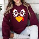 XL Maroon Thanksgiving Teacher Turkey Leopard Print Autumn Festive Cozy Classroom Style Sweatshirt