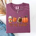 Small Berry Red Tis The Season Football Game Day Pumpkin Coffee Autumn Fall Edition Comfort Colors Tee