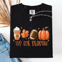 Medium Black Tis The Season Football Game Day Pumpkin Coffee Autumn Fall Edition Comfort Colors Tee