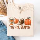 Small Ivory Cream Tis The Season Football Game Day Pumpkin Coffee Autumn Fall Edition Comfort Colors Tee
