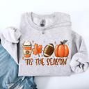 XXL Ash Light Gray Tis The Season Football Game Day Pumpkin Coffee Autumn Fall Cozy Weather Sweatshirt