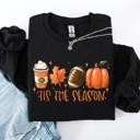 XXL Black Tis The Season Football Game Day Pumpkin Coffee Autumn Fall Cozy Weather Sweatshirt