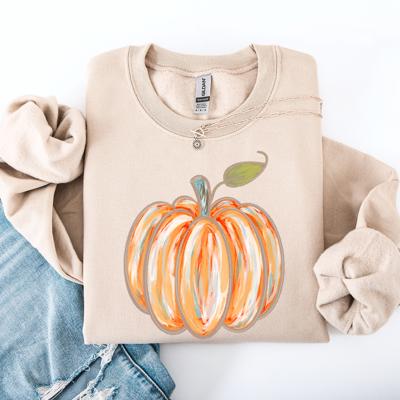 Watercolor Pumpkin Halloween Autumn Fall Cozy Vintage-Inspired Artwork For Seasonal Wardrobe Sweatshirt