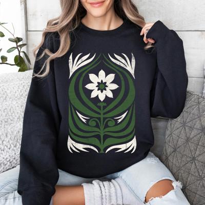 White Daisy Floral Vintage Boho Nature Autumn Floral Print Edition Sweatshirt