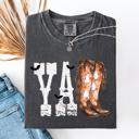 Large Pepper Dark Gray Y'all Cowboy Boots Western Halloween Autumn Fall Watercolor Graphic Comfort Colors Tee