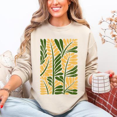 Yellow Leaf Botanical Pattern Vintage Boho Nature Inspired Floral Sweatshirt