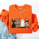  Halloween Black Cat Pumpkin Ghost Cats Retro Gothic Autumn Sweatshirt
