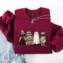XXXL Maroon Halloween Black Cat Pumpkin Ghost Cats Retro Gothic Autumn Sweatshirt