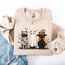  Halloween Black Cats Boo Ghost Cats Retro Gothic Autumn Cat Mama Sweatshirt