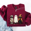 XXL Maroon Halloween Black Cats Boo Ghost Cats Retro Gothic Autumn Cat Mama Sweatshirt
