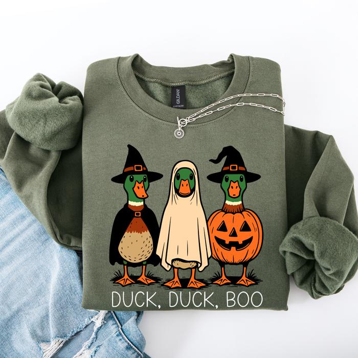Duck Duck Boo Halloween Goose Ghost Witch Trick or Treat Spooky Season Sweatshirt