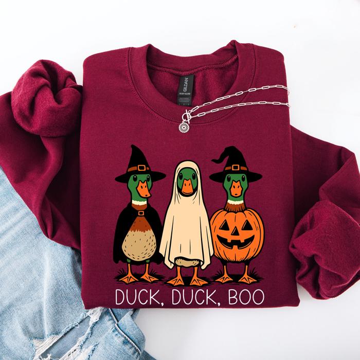 Duck Duck Boo Halloween Goose Ghost Witch Trick or Treat Spooky Season Sweatshirt