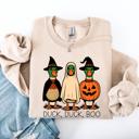 XL Sand Duck Duck Boo Halloween Goose Ghost Witch Trick or Treat Spooky Season Sweatshirt
