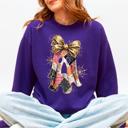  Faux Glitter Patchwork Ghost Coquette Halloween Retro Spooky Season Graphic Sweatshirt