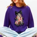  Faux Patchwork Lace Ghost With Glitter Accents And Vintage Halloween Coquette Ghost Sweatshirt