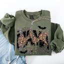  Halloween Mama Leopard Patchwork Spooky Season Witchy Retro Vibe Nostalgic Sweatshirt