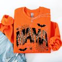  Halloween Mama Leopard Patchwork Spooky Season Witchy Retro Vibe Nostalgic Sweatshirt