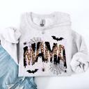 Small Ash Light Gray Halloween Mama Leopard Patchwork Spooky Season Witchy Retro Vibe Nostalgic Sweatshirt