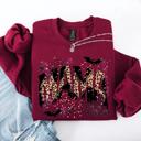 XXXL Maroon Halloween Mama Leopard Patchwork Spooky Season Witchy Retro Vibe Nostalgic Sweatshirt