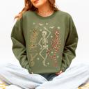  Halloween Dancing Skeletons Retro Leopard Checker Cherry Print Spooky Season Graphic Sweatshirt