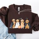 XL Dark Chocolate Brown Adorable Halloween Dogs, Bats, Pumpkins, Spooky Witch Patchwork Retro Sweatshirt