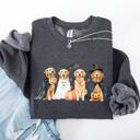 Small Dark Gray Heather Adorable Halloween Dogs, Bats, Pumpkins, Spooky Witch Patchwork Retro Sweatshirt