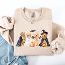 Small Sand Adorable Halloween Dogs, Bats, Pumpkins, Spooky Witch Patchwork Retro Sweatshirt