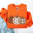  Cute Patterned Pumpkins Plaid Patchwork Print Halloween Autumn Season Edition Sweatshirt