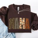  Vintage Mama Halloween Patchwork Leopard Print Checkered Pumpkin Pattern Sweatshirt