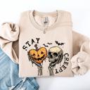 Small Sand Stay Creepy Halloween Pumpkin Heart Skeleton Cute Bats Spooky Nightfall Gothic Adventure Sweatshirt