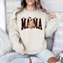 Large Sand Halloween Mama Ghost Checkered Leopard Pumpkin Vintage Retro Spooky Pattern Graphic Sweatshirt