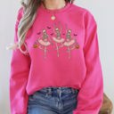 XXXL Crunchberry Bright Pink Dancing Skeleton Girls Halloween Ghost Checkered Retro Vintage Spooky Fall Graphic Sweatshirt