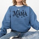 Medium Indigo Blue Mama Lace Spiders Halloween Ghost Checkered Retro Vintage Spooky Costume Fall Sweatshirt