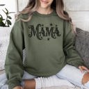 XXL Military Green Mama Lace Spiders Halloween Ghost Checkered Retro Vintage Spooky Costume Fall Sweatshirt
