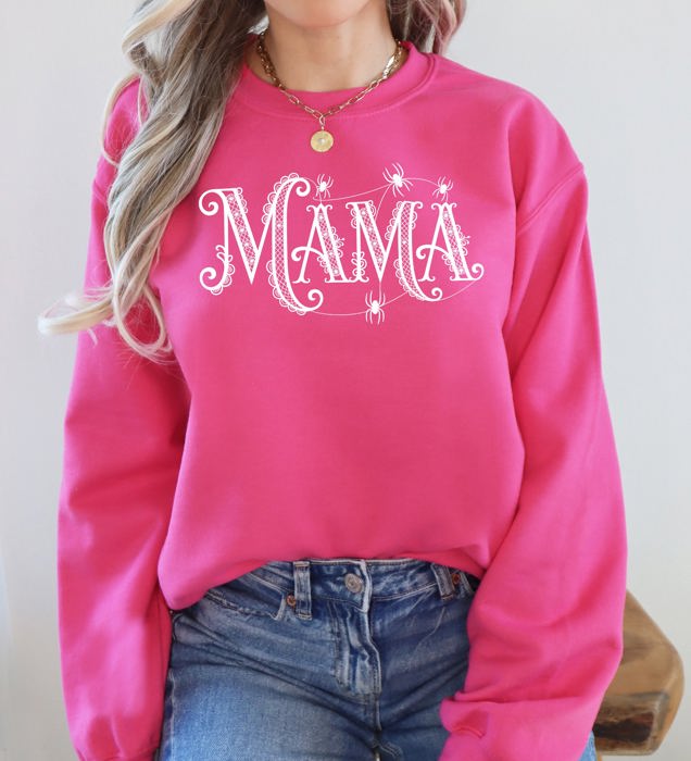 Mama Lace Spiders Halloween Ghost Checkered Retro Vintage Spooky Costume Fall Sweatshirt